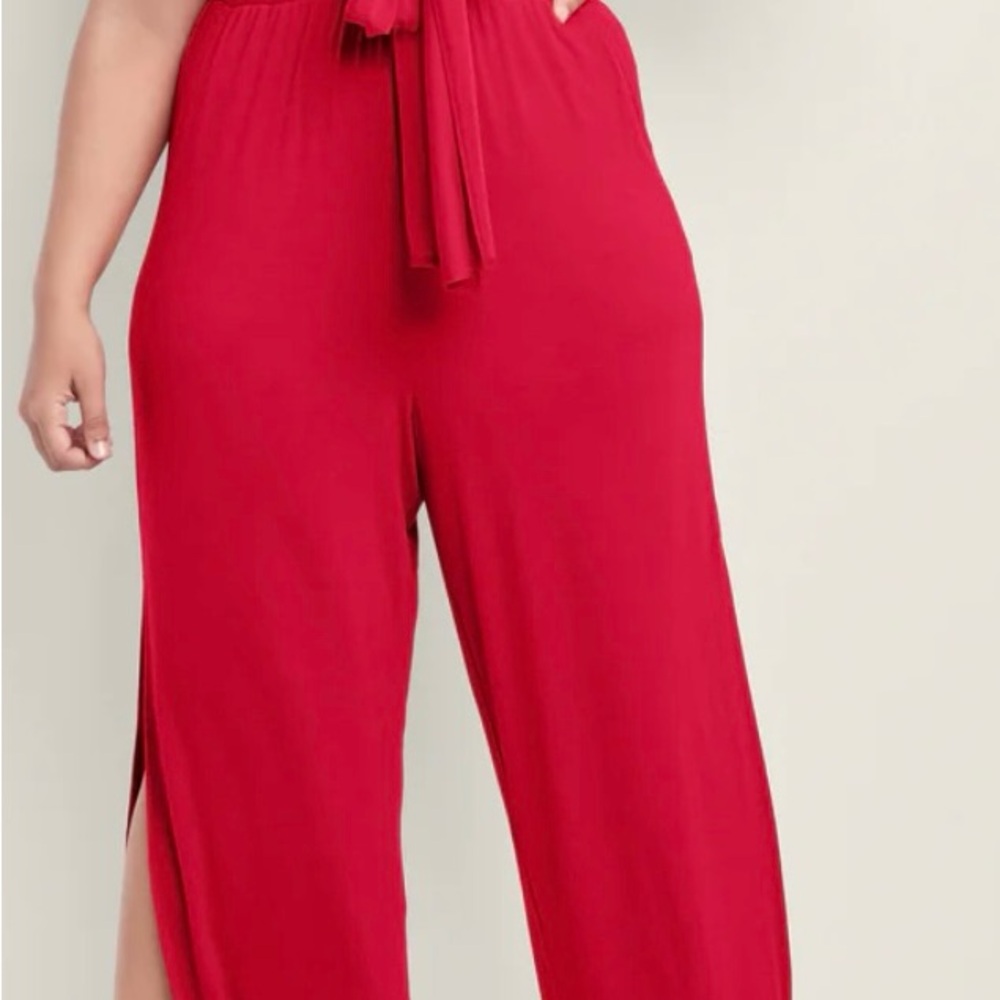 Venus- Chic Strapless Side Split Red Jumpsuit - image 4